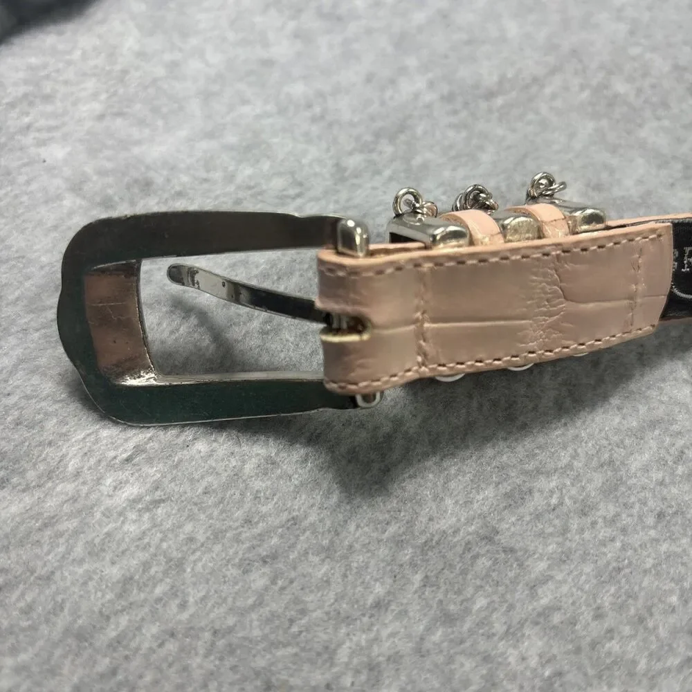 Brighton Onyx Leather Belt Women's Size 30 Pink Alligator Grain Golf Charms‎